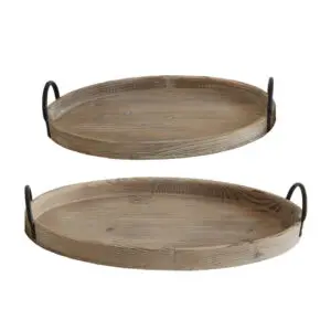 Decorative Wood Tray with Metal Handles, 2 Styles to Choose From