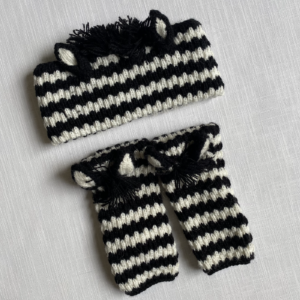 Zebra Headband + Mitten Set