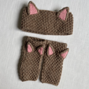 Cat Headband + Mitten Set