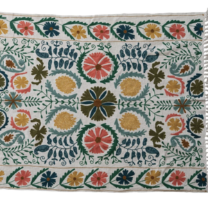 Embroidered Flower Throw Blanket