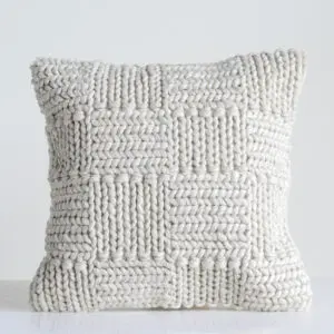Knit Wool Pillow, 20", Cream