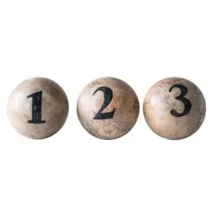 Mango Wood Ball w/ Number, 3 Styles