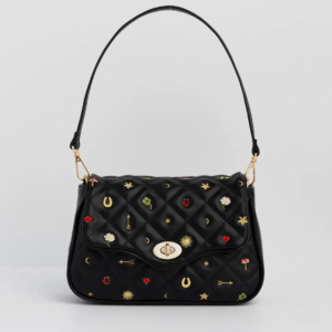 Black Quilted Motif Crossbody