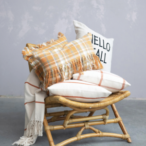 Cotton Flannel Pillow with Rust Color Pattern