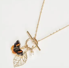 Enamel Red Admiral Charm Necklace