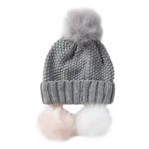 Snap-on Pom Pom Beanie - Gray