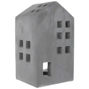 Gray Cement House Candle Holder - Large