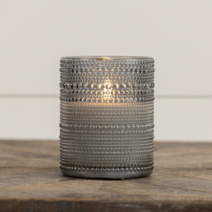 5" Grey Dotted Glass 3D Flame Candle