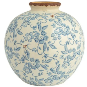 Blue Floral Terracotta Vase