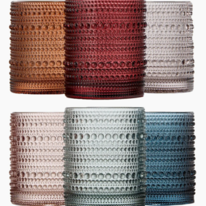 Short Beaded Hobnail Glasses | Set of 6 | 8 oz