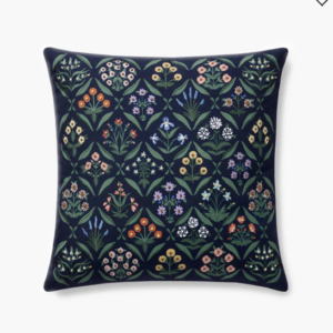 Embroidered Flower Grid Pillow
