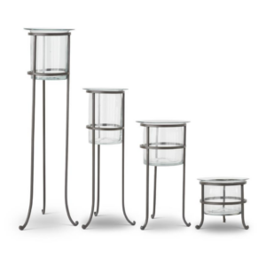 Clear Glass Vase on Dark Metal Stand