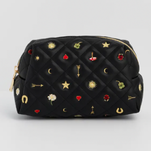 Black Quilted Motif Pouch