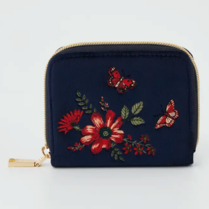 Floral Navy Velvet Wallet