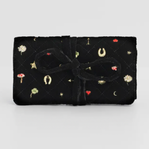 Black Quilted Motif Jewelry Roll