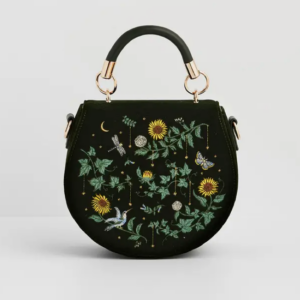 Sunflower Green Velvet Top Handle Bag