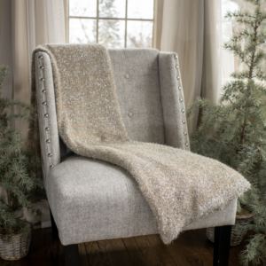 Champagne Metallic Knit Throw