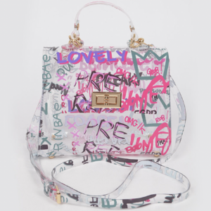 Clear Graffiti PVC Top Handle Bag