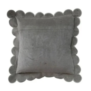 Sage Green Velvet Scalloped Pillow