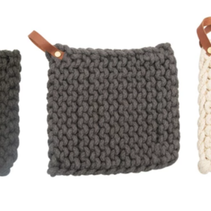 Crocheted Pot Holder with Leather Strap