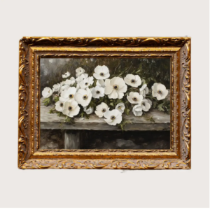 8 x 10 Rustic White Petal Flower