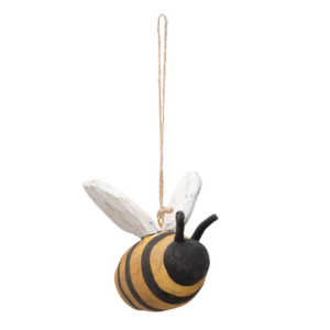 Hand-Painted Driftwood Bee Ornament