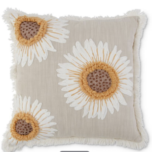 Embroidered Sunflower Pillow