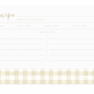 Beige Gingham Recipe Cards