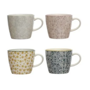 Stamped Stoneware Mugs