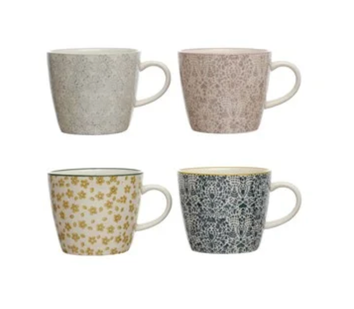 Stamped Stoneware Mugs