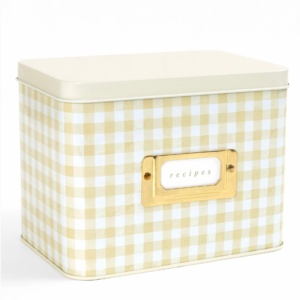 Beige Gingham Recipe Tin
