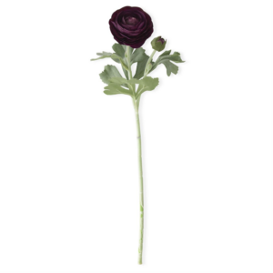 19.5"  Real Touch Dark Purple Bud & Bloom Ranunculus Stem