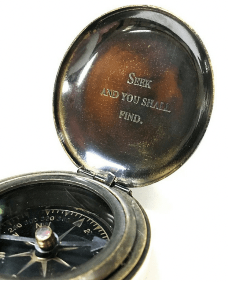 Vintage Engraved Pocket Compass-"Seek"