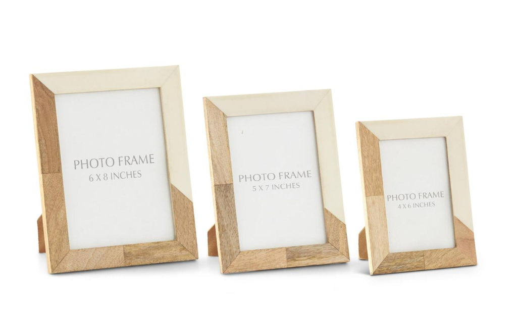 Wood & Cream Resin Photo Frames