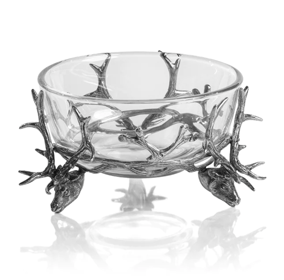 Pewter + Glass Stag Head Bowl
