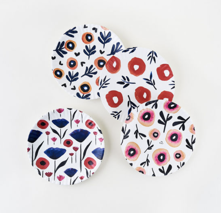Poppy Plates, Set of 4