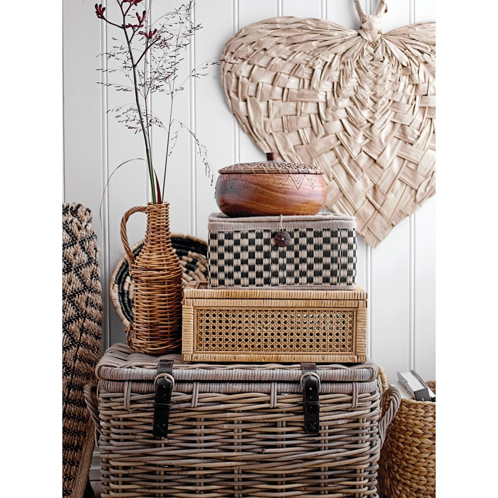 Rattan & Wood Display Boxes (Set of 2)