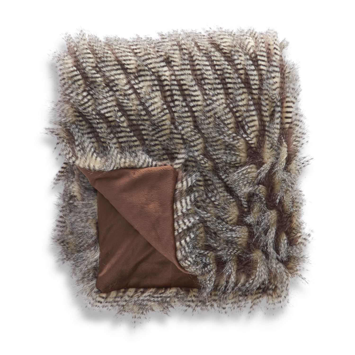 Three Tone Faux Fur Throw