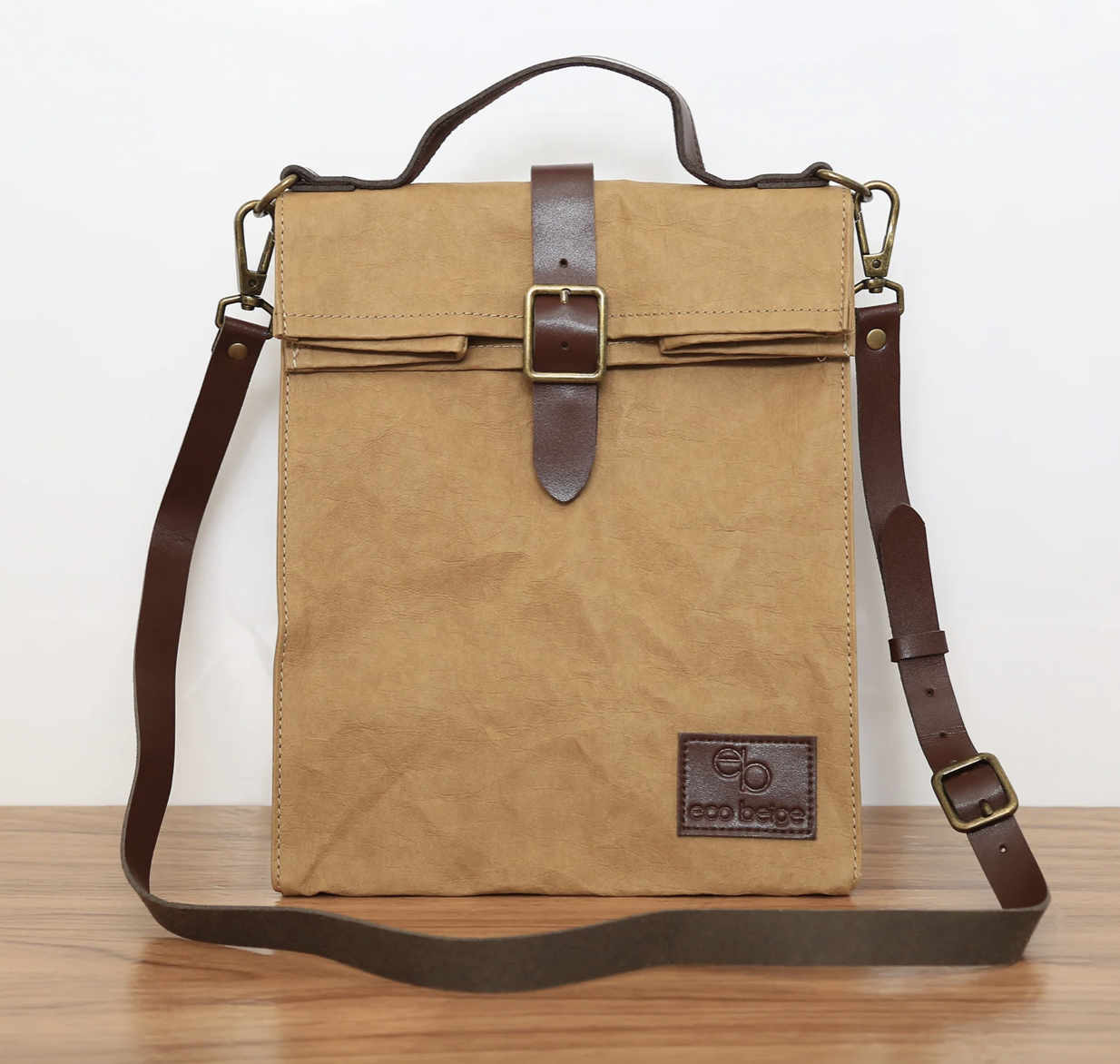 Paper/Leather Messenger Lunch Bag