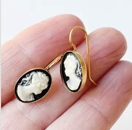 Small Black Cameo Earrings