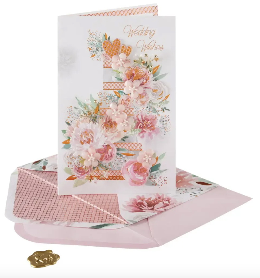 Peony Cake Wedding Pop Up Card