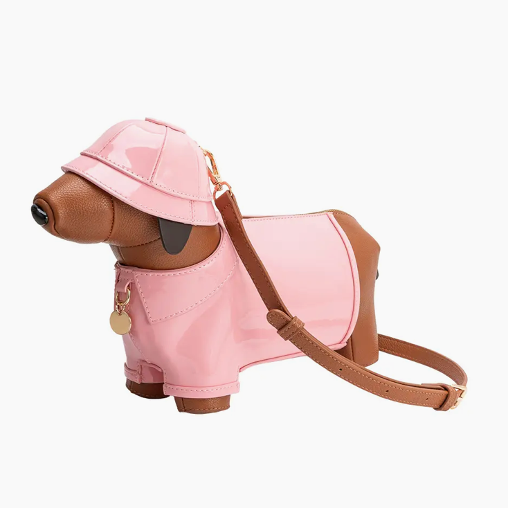 Pink Raincoat Dachshund Purse