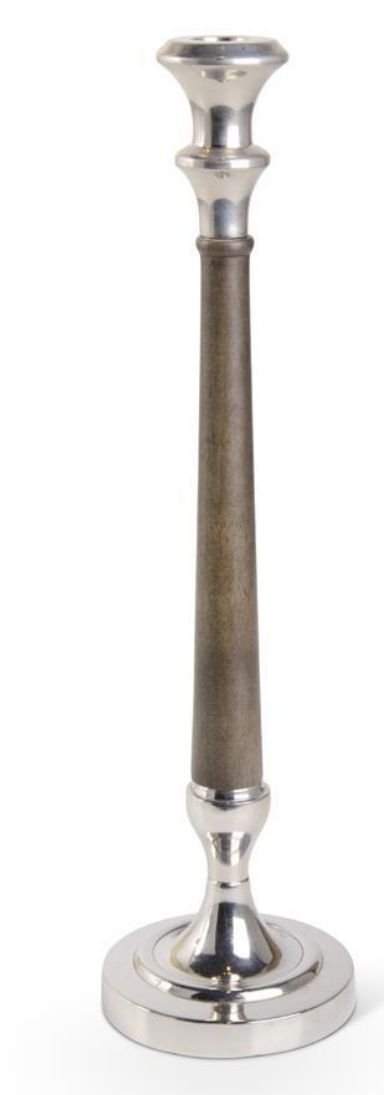 Pair of Silver & Wood Candlesticks-16"