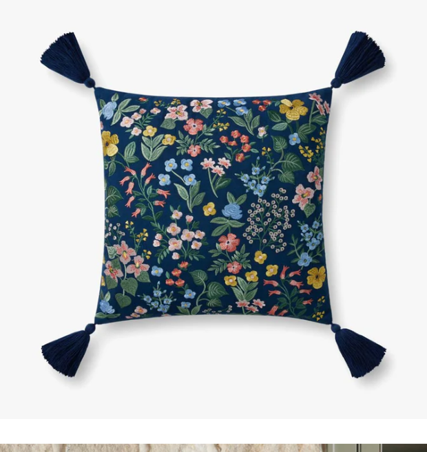 Navy Embroidered Pillow Cover