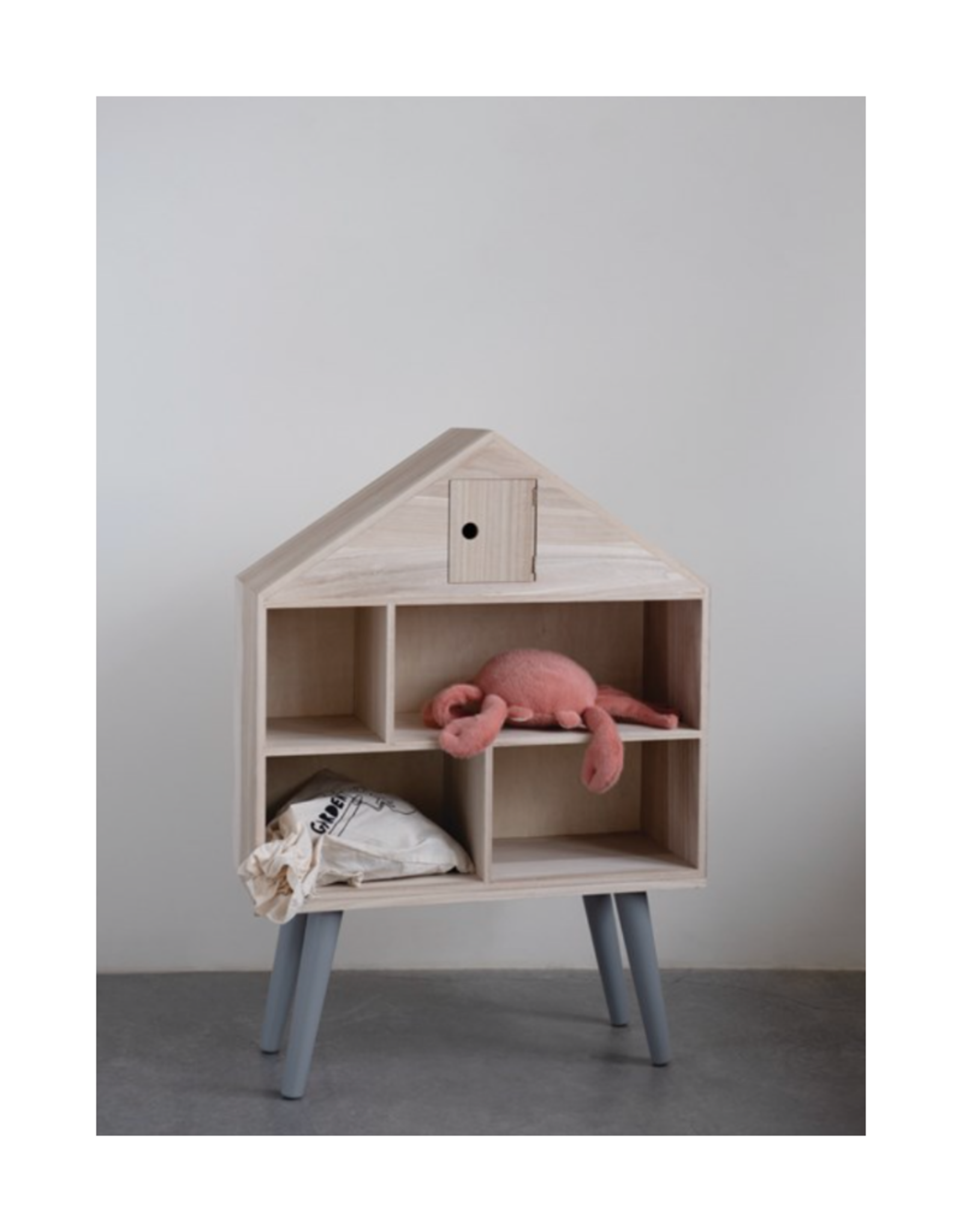 Paulownia Dollhouse Bookshelf with Removable Legs