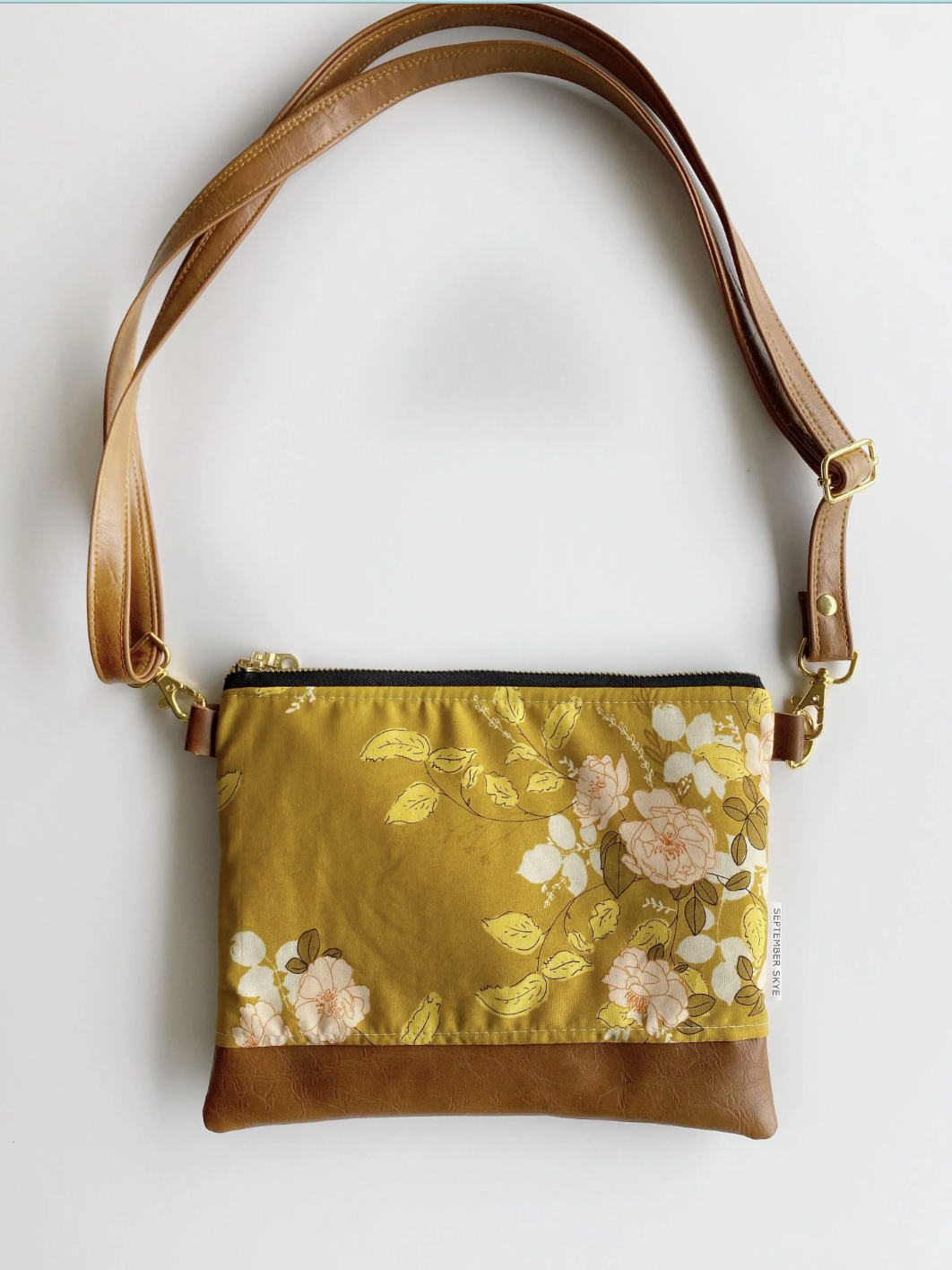 Mustard Floral Crossbody Bag