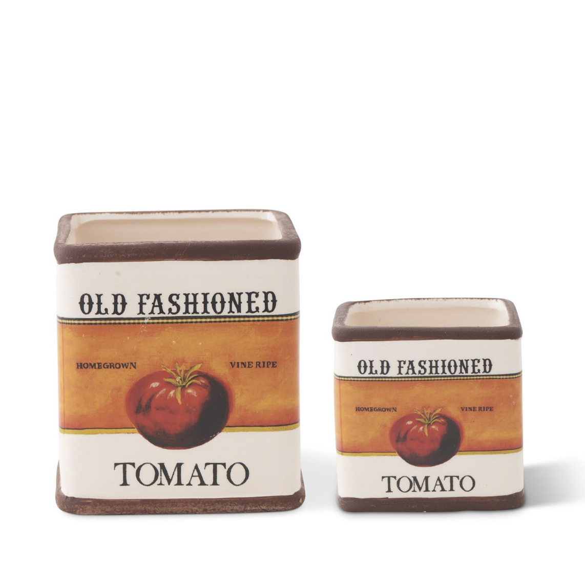 Set of 2 Ceramic Pots w/ Tomato Decal