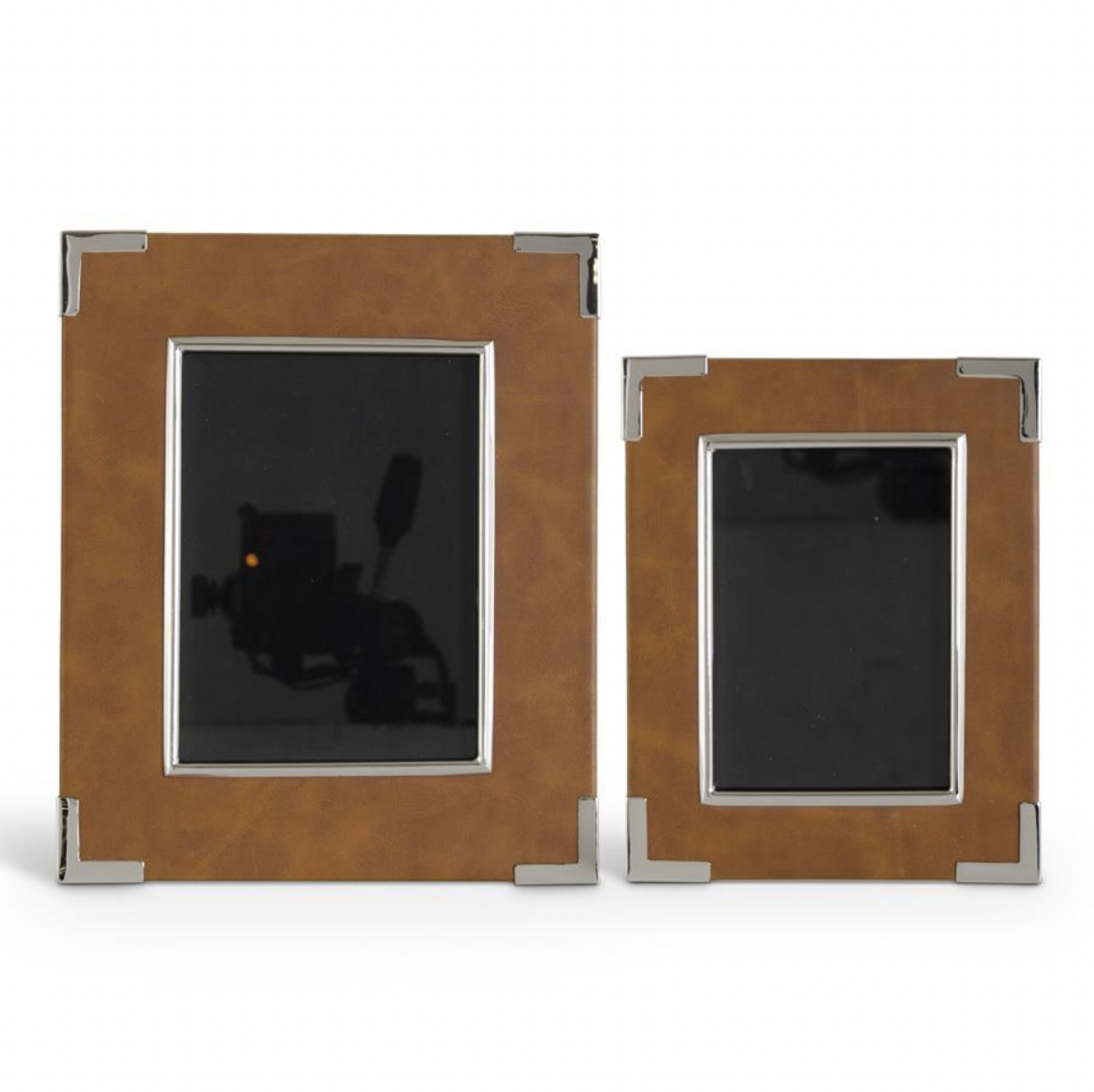 Vegan Leather & Silver Frame