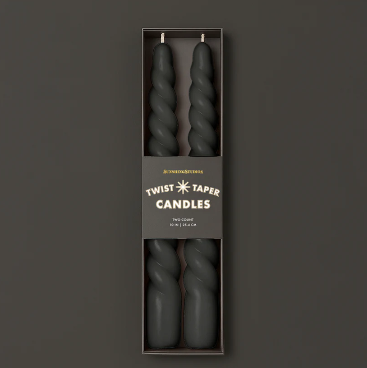 Twist Taper Candles Black