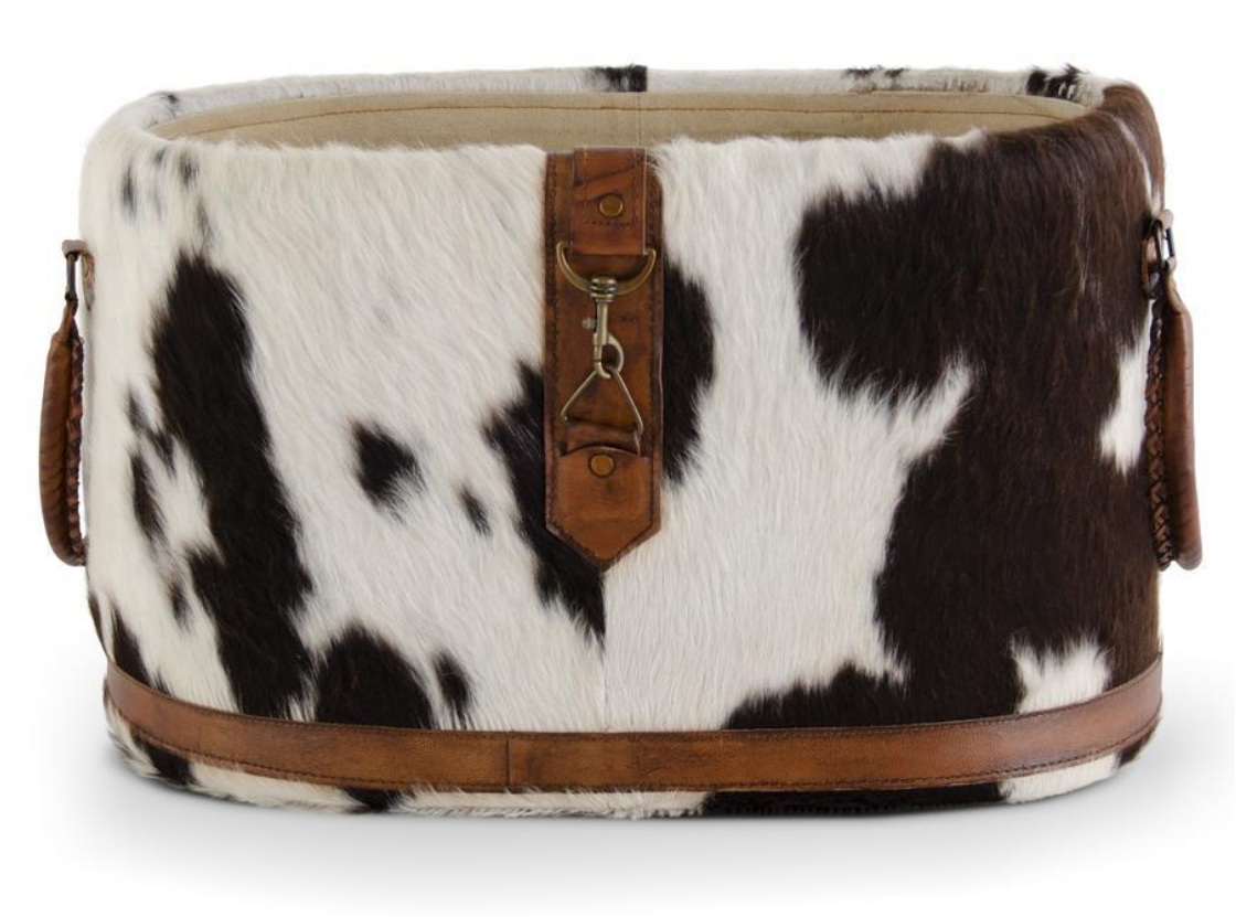 Oval Cow Hide Basket